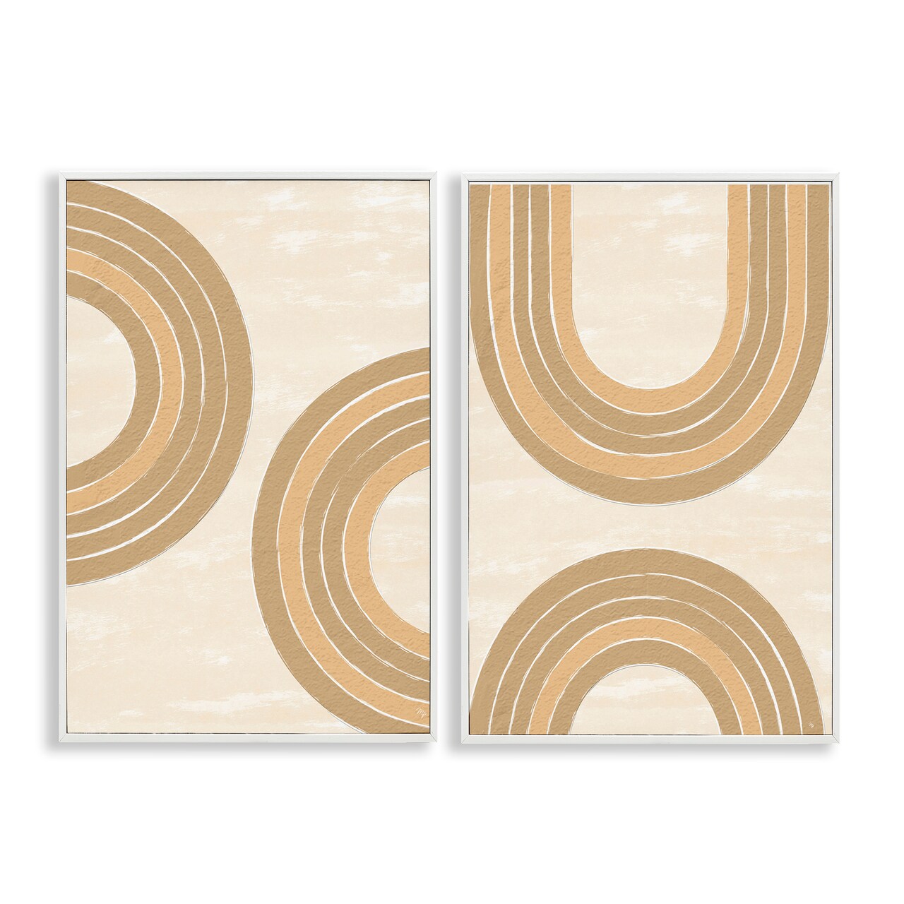 Stupell Industries Neutral Beige Rainbows 2 pc Framed Giclee Wall Art Set Design by Martina Pavlova